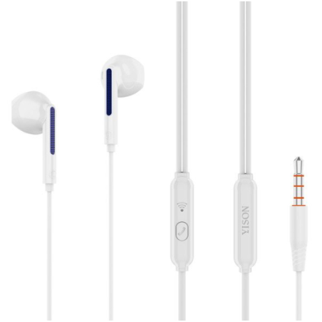 Earphones with Microphone 3.5mm Aux Auxiliary Cable (White)