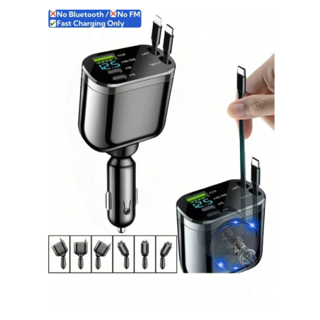 YITUMU 66W Retractable Car Charger With Digital Display, 5-In-1