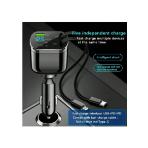 YITUMU 66W Retractable Car Charger With Digital Display, 5-In-1