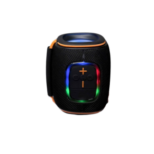 Bluetooth Drum-Style Speaker with LED Lights and FM Radio, Portable, Loud Sound JC600 (Black)