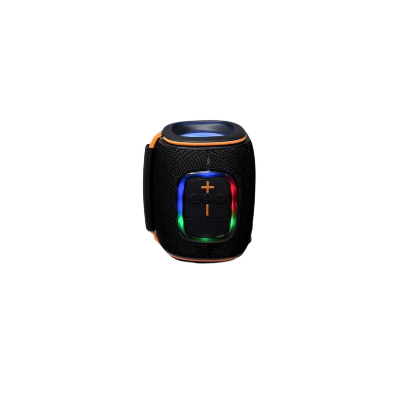 Bluetooth Drum-Style Speaker with LED Lights and FM Radio, Portable, Loud Sound JC600 (Black)
