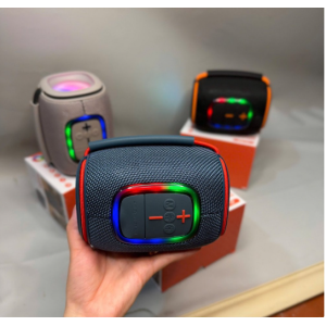 Bluetooth Drum-Style Speaker with LED Lights and FM Radio, Portable, Loud Sound JC600 (Black)