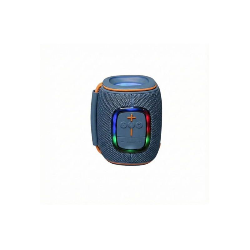 Bluetooth Drum-Style Speaker with LED Lights and FM Radio, Portable, Loud Sound JC600 (Blue)