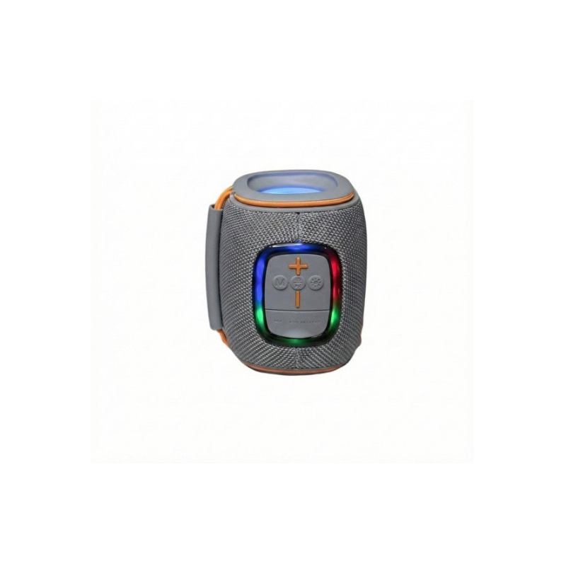 Bluetooth Drum-Style Speaker with LED Lights and FM Radio, Portable, Loud Sound JC600 (Gray)