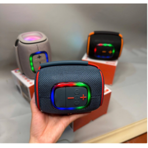 Bluetooth Drum-Style Speaker with LED Lights and FM Radio, Portable, Loud Sound JC600 (Gray)