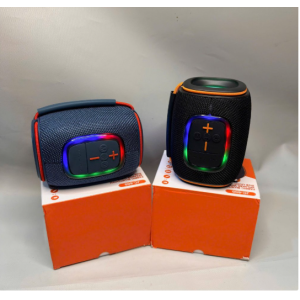 Bluetooth Drum-Style Speaker with LED Lights and FM Radio, Portable, Loud Sound JC600 (Gray)