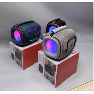 Bluetooth Drum-Style Speaker with LED Lights and FM Radio, Portable, Loud Sound JC600 (Gray)