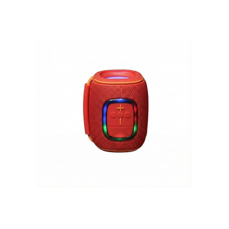 Bluetooth Drum-Style Speaker with LED Lights and FM Radio, Portable, Loud Sound JC600 (Red)