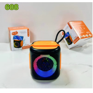 Bluetooth Wireless Speaker with Phone Stand Slot – Loud Sound, LED Light, Compact & Portable 688 (Black)