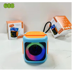 Bluetooth Wireless Speaker with Phone Stand Slot – Loud Sound, LED Light, Compact & Portable 688 (Blue)