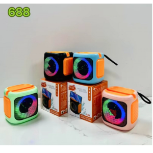 Bluetooth Wireless Speaker with Phone Stand Slot – Loud Sound, LED Light, Compact & Portable 688 (Blue)