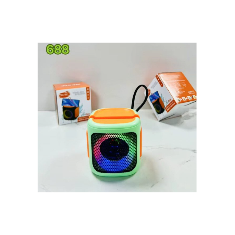 Bluetooth Wireless Speaker with Phone Stand Slot – Loud Sound, LED Light, Compact & Portable 688 (Green)