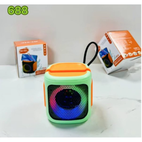 Bluetooth Wireless Speaker with Phone Stand Slot – Loud Sound, LED Light, Compact & Portable 688 (Green)