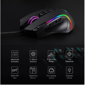 Redragon M612 Predator RGB Gaming Mouse, 8000 DPI Wired Optical