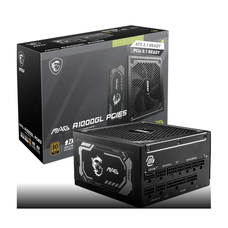 MSI MAG A1000GL PCIE5, Fully Modular Compact Gaming 1000W