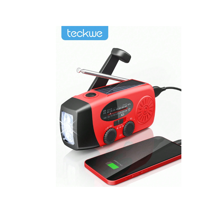 Teckwe Hand Crank Radio With 2000mAh Cellphone