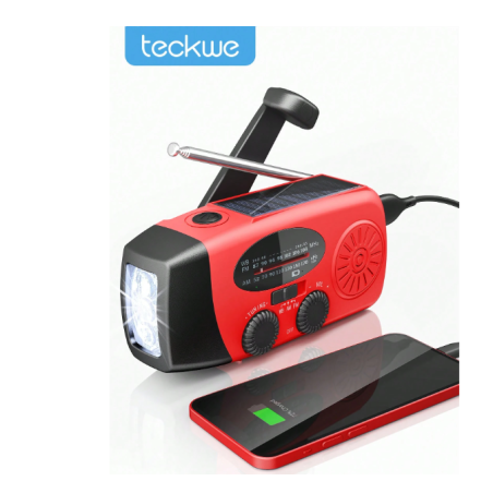 Teckwe Hand Crank Radio With 2000mAh Cellphone