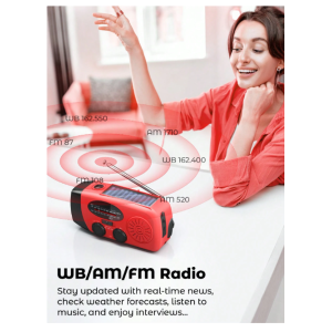 Teckwe Hand Crank Radio With 2000mAh Cellphone