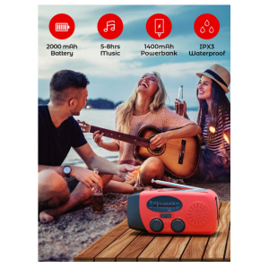 Teckwe Hand Crank Radio With 2000mAh Cellphone