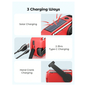 Teckwe Hand Crank Radio With 2000mAh Cellphone