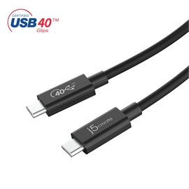 j5create Cable JUC28L08 USB-C 100W 40Gbps 2.6ft Power Cable Black Retail