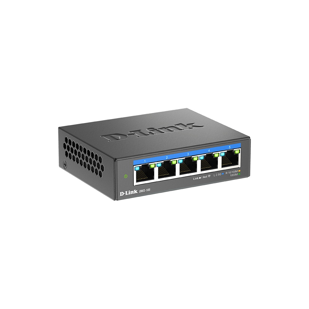 D-Link Switch DMS-105 5-Port Unmanaged Multi-Gigabit Ethernet Desktop...