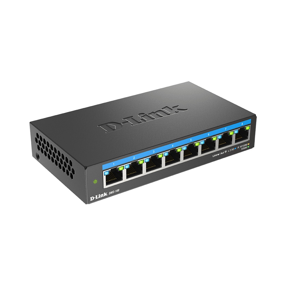 D-Link Switch DMS-108 8-Port Unmanaged Multi-Gigabit Ethernet Desktop...