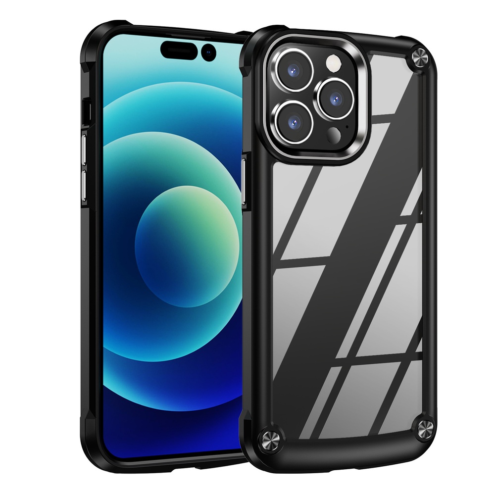 Super Shatterproof Transparent Mobile Phone Case Black-IPhone17