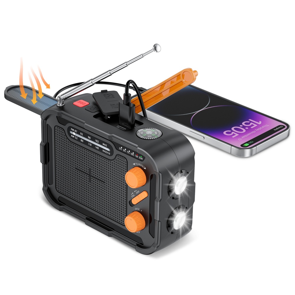 Outdoor Multi-Function Emergency Portable Power Bank 5000 MAh Solar-P...