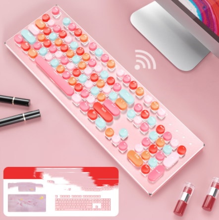 Macaron Wired Mechanical Keyboard And Green Axis Mouse Set - StyleM