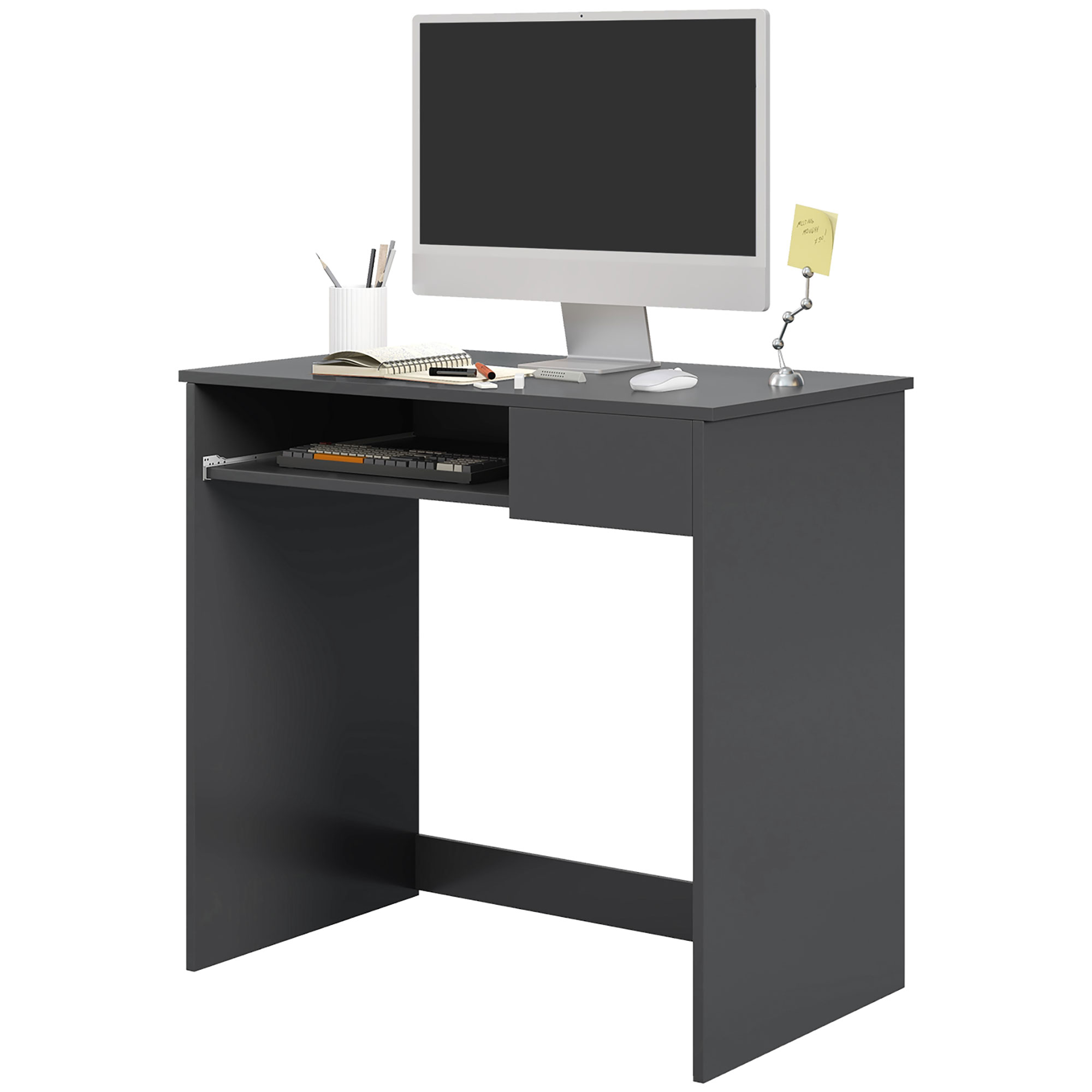 Compact Computer Desk With Keyboard Tray And Drawer, Study Desk, Writ...