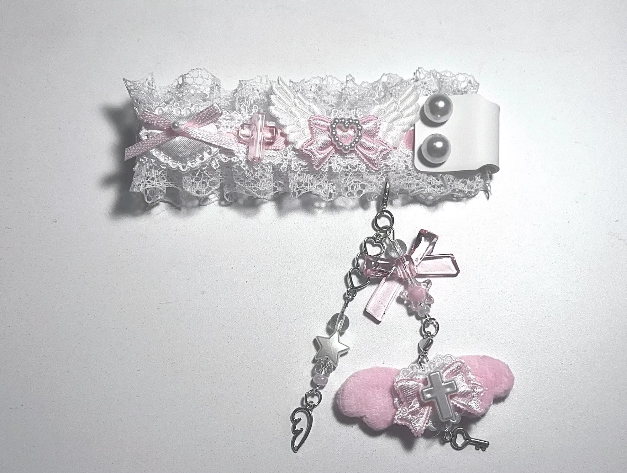 Lace Black And Pink Keyboard Ribbon Charm - Pink2