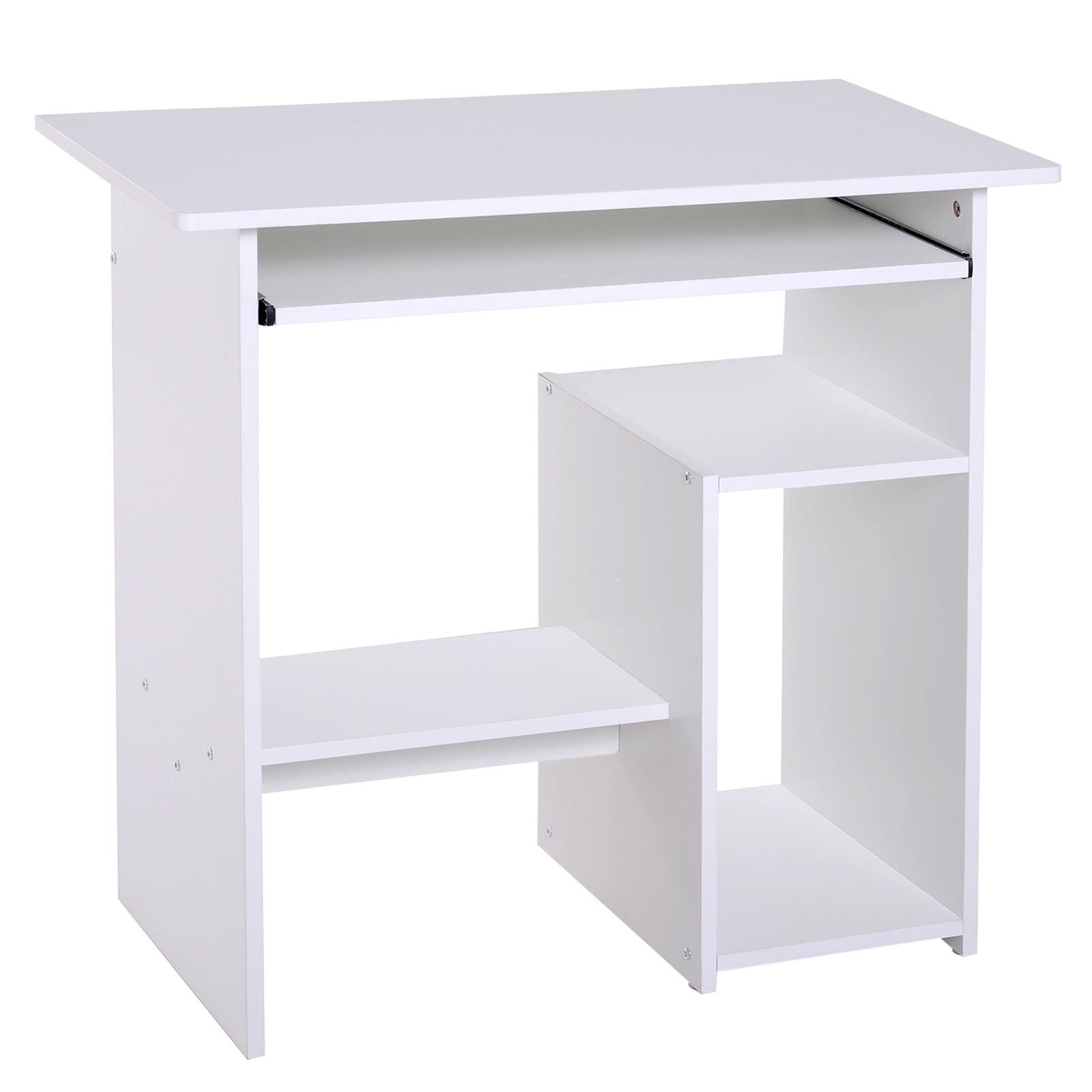 Compact Small Computer Table Wooden Desk Keyboard Tray Storage Shelf ...