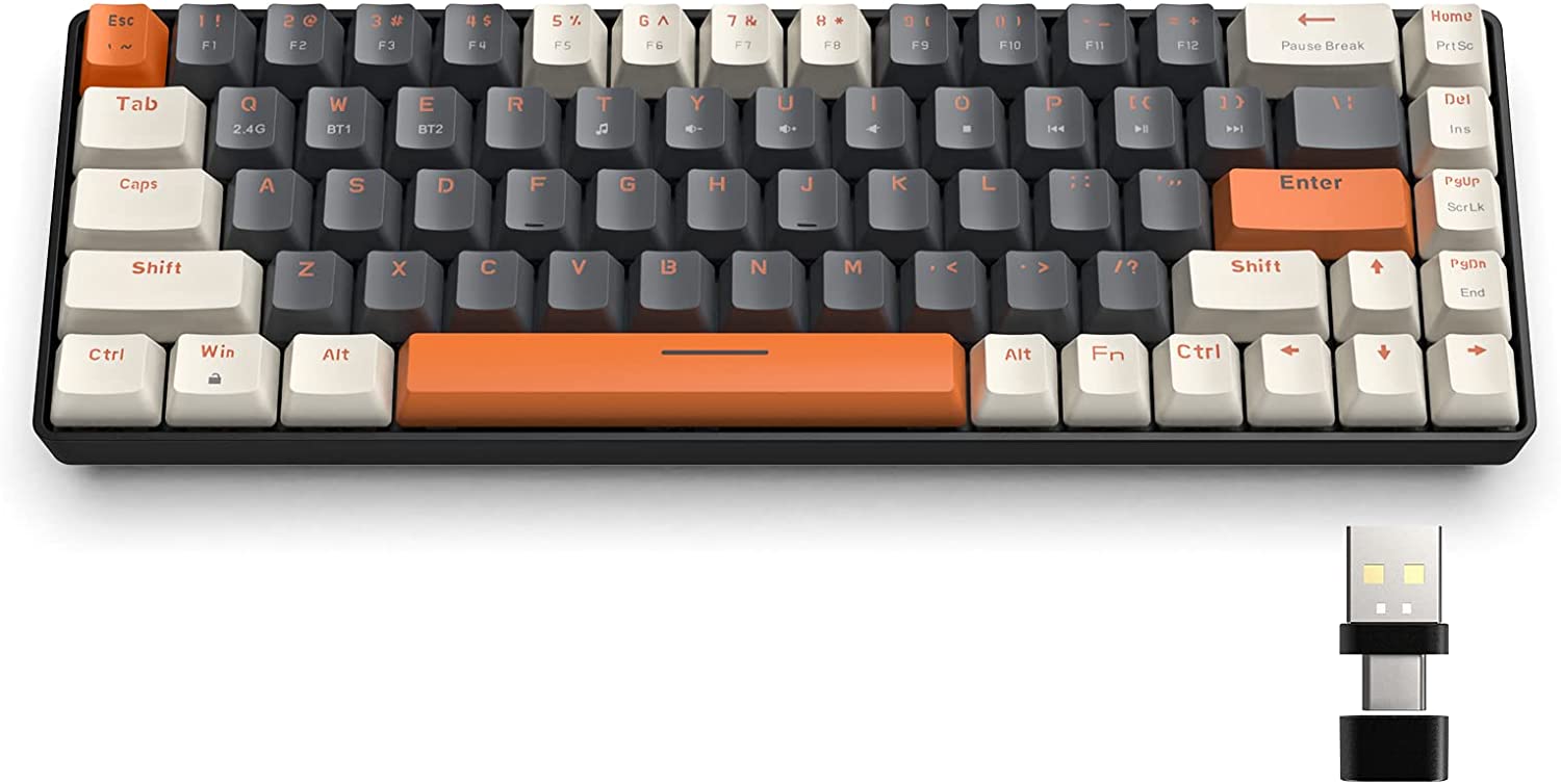 Wireless Bluetooth Mechanical Keyboard,Dual Interface   Type C& USB  ...