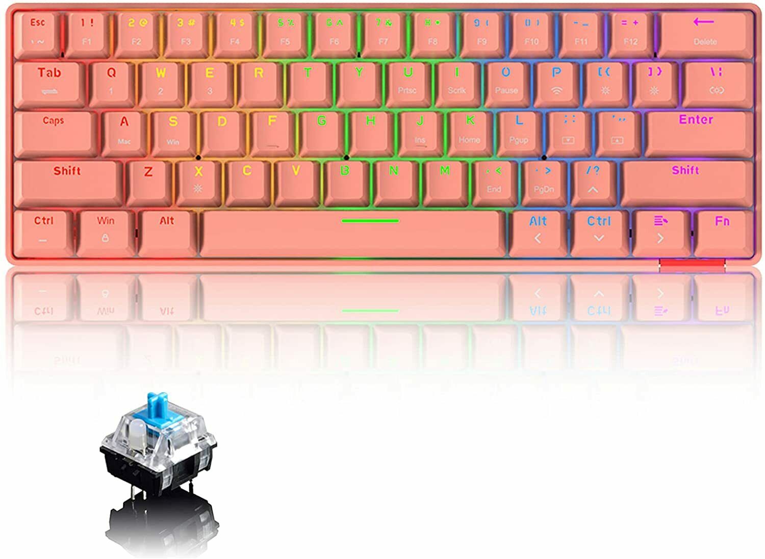 USB Bluetooth Wireless Gaming Keyboard RGB Backlight Mechanical Compa...