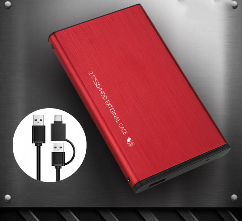 2.5 inch SATA serial USB3.0 interface SSD hard disk box - Fine print Red
