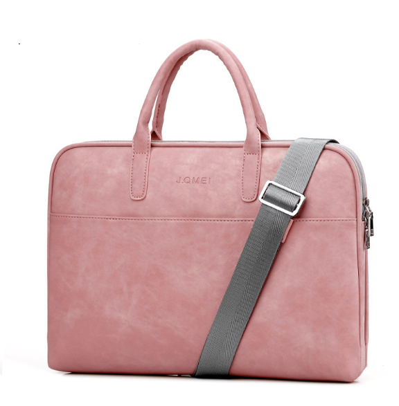 Faux Leather Laptop Bag For Women - Pink-13.3inch-CP