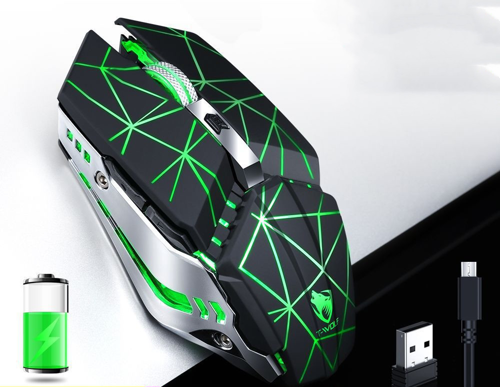 Wireless Mouse Charging Silent Glowing Gaming Mouse - Star black-USB