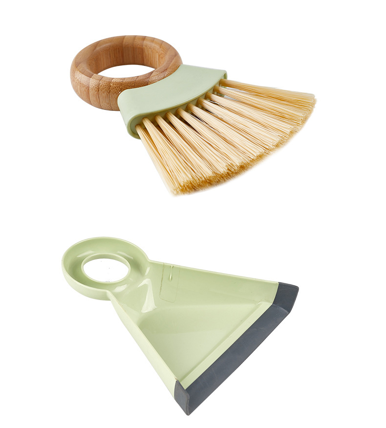 Wooden Handle Small Broom Set Mini Keyboard Cleaning Brush - Green