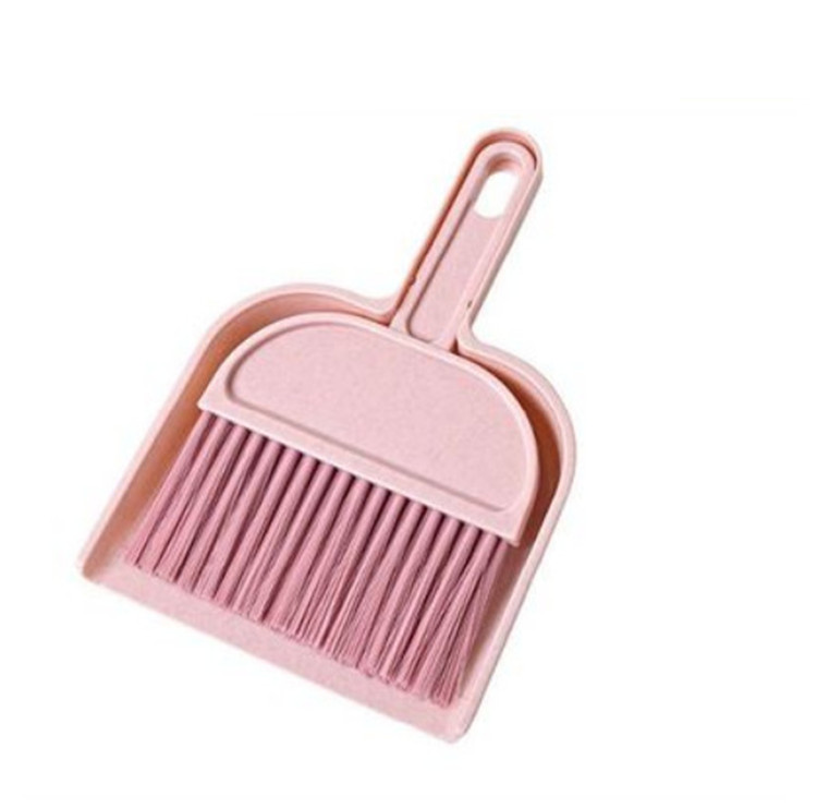 Wooden Handle Small Broom Set Mini Keyboard Cleaning Brush - Pink