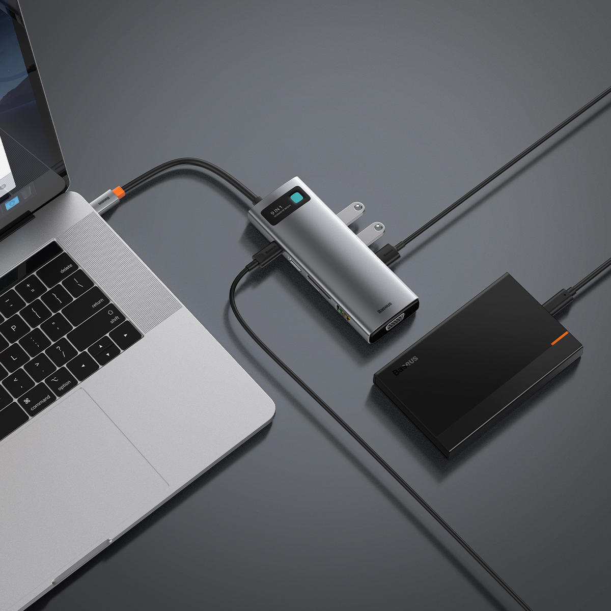 9 In 1 Multifunctional USB-C HUB Docking Station Space Gray