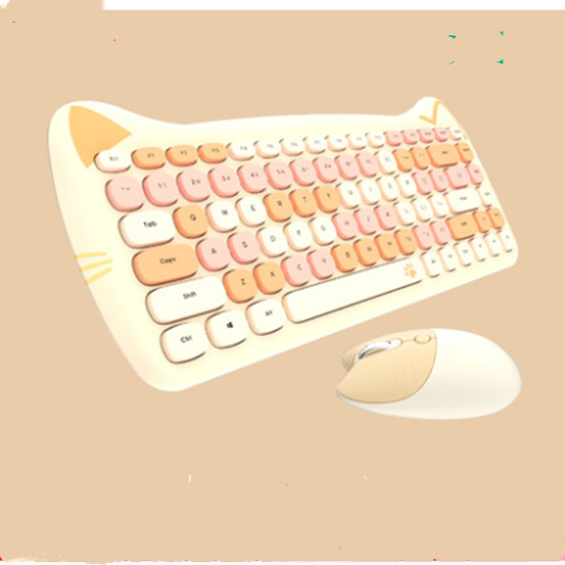 Gezzer Cute Girl Wireless Keyboard Mouse Set Macaron Jelly Slim Mute ...