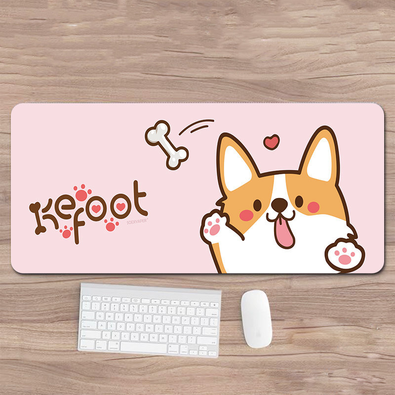 Large Laptop Keyboard Office Print Desk Pad - Overtime Corgi-300x800x3mm
