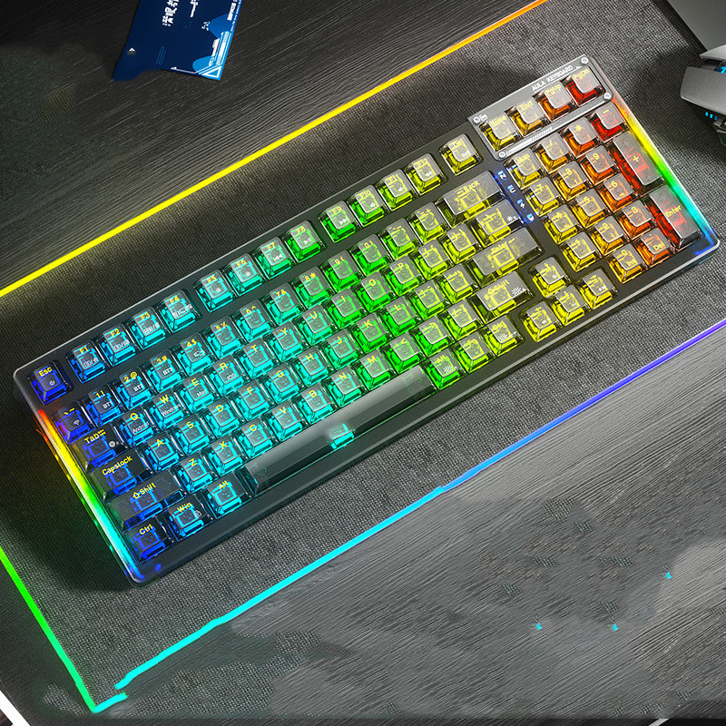 Transparent Tri-mode Wireless Bluetooth RGB Hot-swappable Mechanical ...