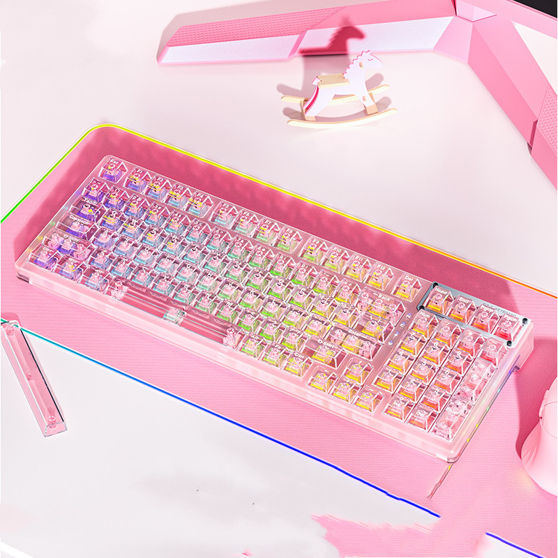 Wireless Bluetooth Mechanical Keyboard Tri-mode Game Hot-swappable - ...