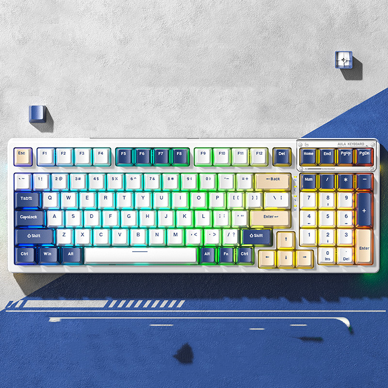 Wireless Bluetooth Mechanical Keyboard Tri-mode Game Hot-swappable - ...