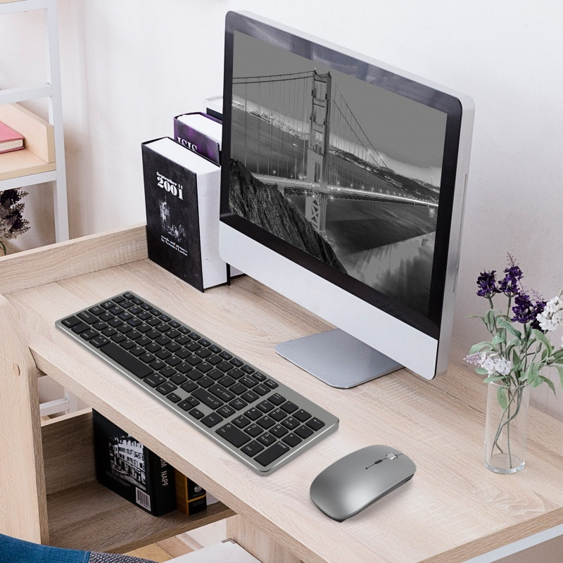 Charging Bluetooth Dual-mode Wireless Keyboard Two Zone Digital Mouse...