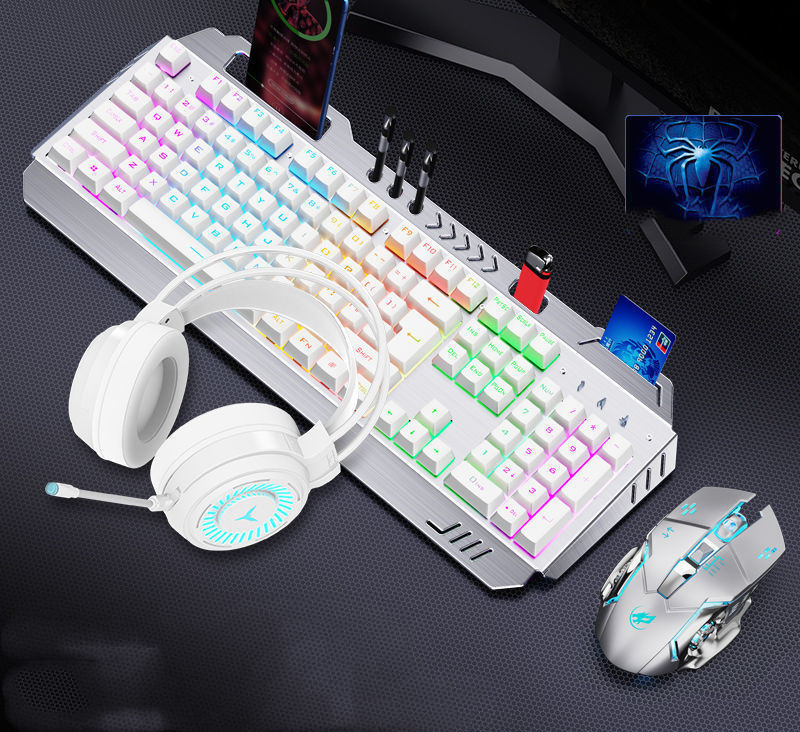 Mechanical Hand Keyboard, Mouse And Earphone Three Piece Suit Wired C...