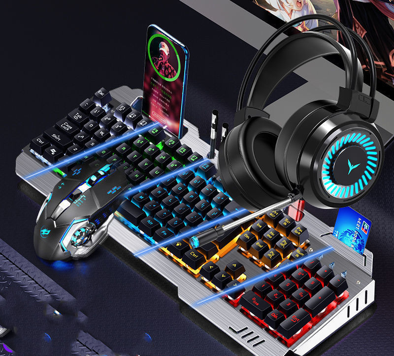 Mechanical Hand Keyboard, Mouse And Earphone Three Piece Suit Wired C...