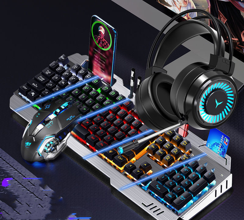 Mechanical Hand Keyboard, Mouse And Earphone Three Piece Suit Wired C...